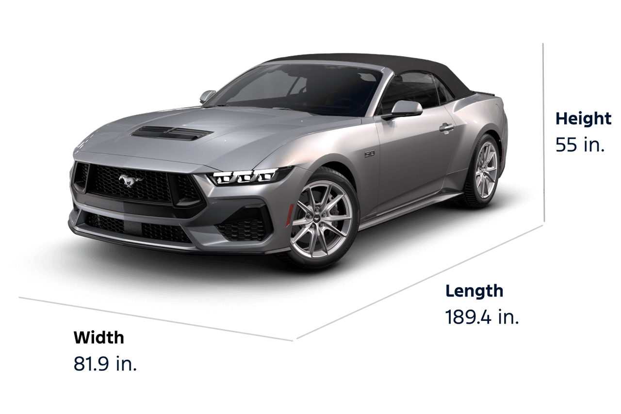 2025 Mustang® GT Premium Convertible Dimensions