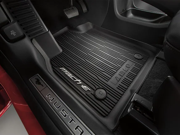 Mustang Mach-E 2021-2025 Black 4pc All Weather Floor Liner Tray with Pony Logo Main Image