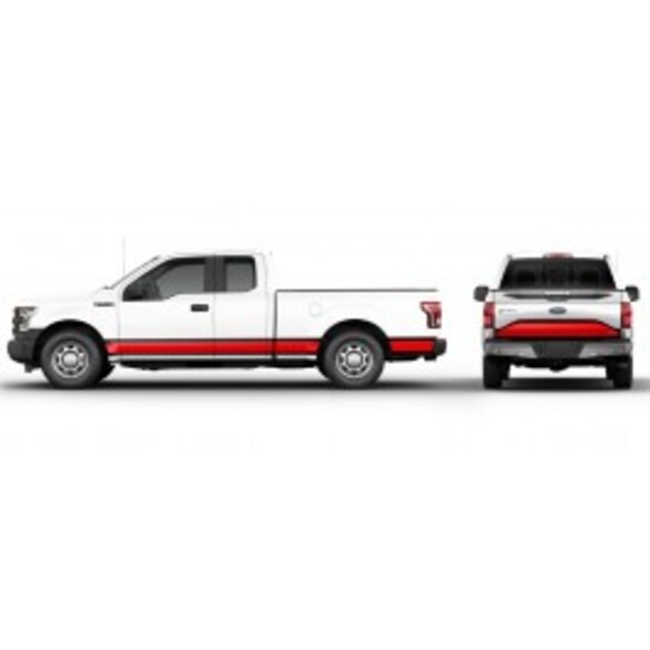 F-150 2015-2017 Red & Black Two Tone Body & Tailgate Stripe Kit Main Image