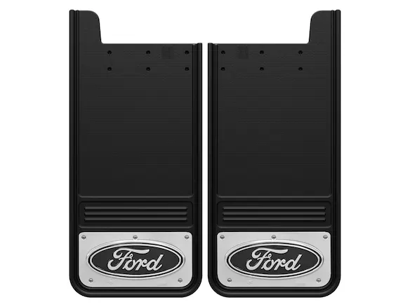 Super Duty 2017-2022 Gatorback Splash Guards Rear Pair w/ Stainless Steel Ford Logo Main Image