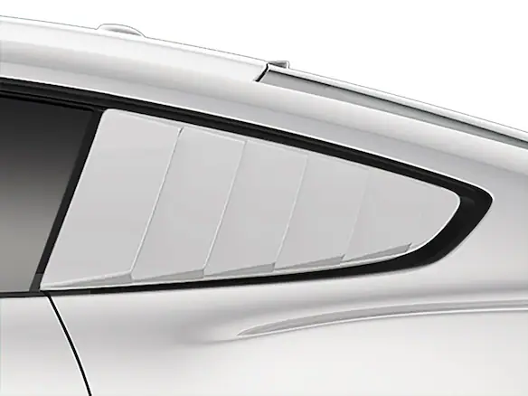 Mustang 2020-2023 Air Design® Iconic Silver/Silver Radiance Quarter Window Louvers Main Image