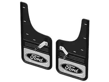 F-150 2021-2024 Gatorback Black & Chrome Ford Logo Splash Guards Front Pair