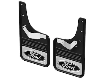 F-150 2021-2024 Gatorback Black & Chrome Ford Logo Splash Guards Rear Pair