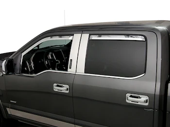 Chrome 4-Piece Set In Channel Side Window Deflectors for Crew Cab