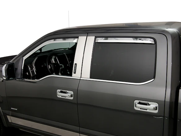 Chrome 4-Piece Set In Channel Side Window Deflectors for Crew Cab Main Image