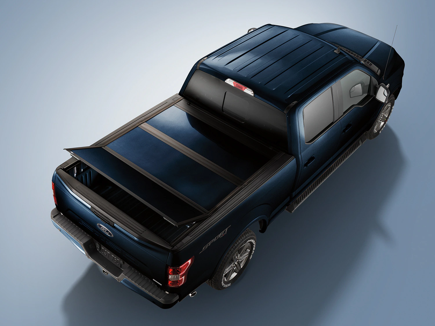 F-150 2021-2024 UnderCover Antimatter Blue Hard Folding Tonneau Cover for 5.5' Bed