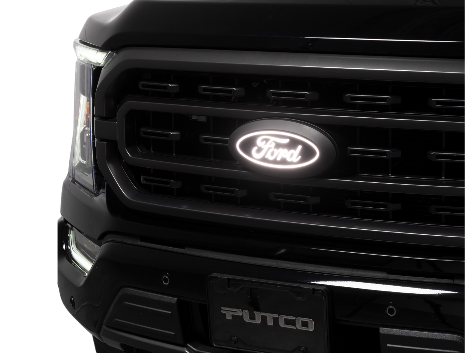 F-150 2024 LIGHTED FORD OVAL FRONT LED PROJECTOR FOR VEHICLES WITH FRONT CAMERA FOR LARIAT, KING RANCH, AND PLATINUM