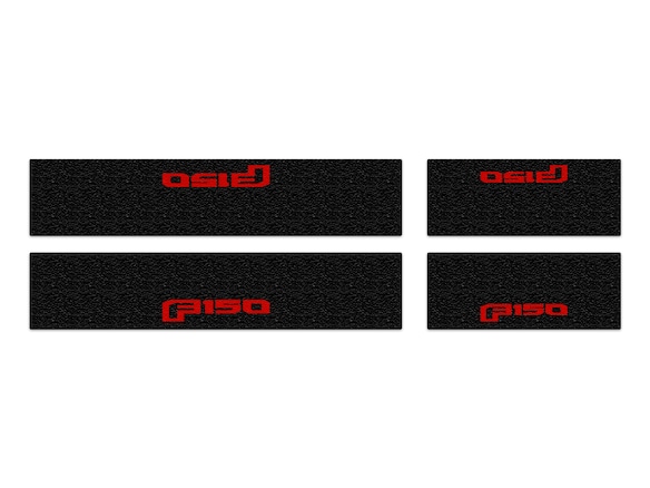 F-150 2021-2024 Tufskinz Red Lettering on Black Texture Door Sill Kit Main Image