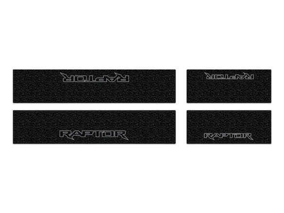 F-150 2021-2024 Tufskinz Gray Lettering on Black Texture Door Sill Kit for F-150 Raptor Main Image