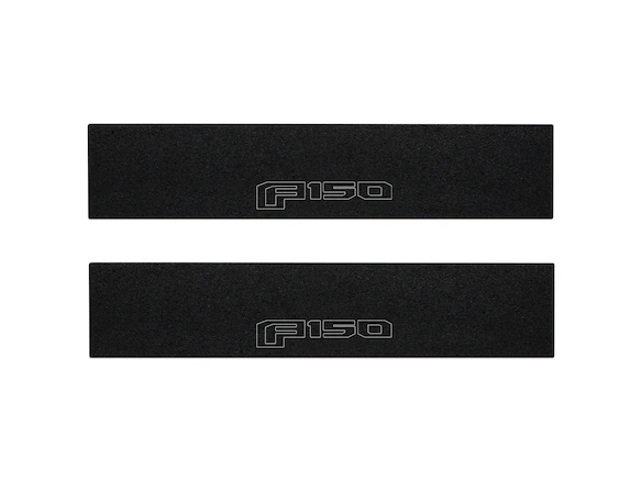 F-150 Reg Cab/SuperCab 2021-2025 Tufskinz Gray Lettering on Black Texture Door Sill Kit Main Image