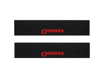 F-150 Reg Cab/SuperCab 2021-2024 Tufskinz Red Lettering on Black Texture Door Sill Kit