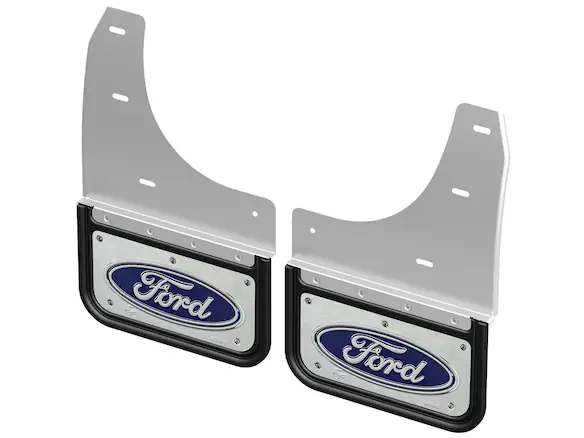 Expedition 2022-2024 Gatorback Rear Pair Chrome Plate Splash Guards with Blue Ford Oval Main Image