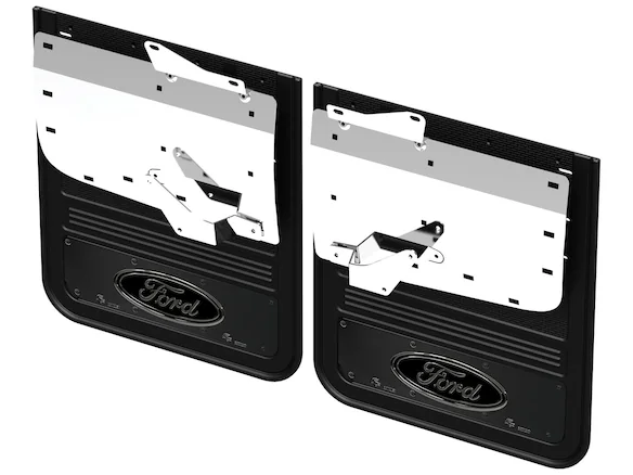 Super Duty DRW 2023-2025 Gatorback Rear Splash Guards w/Black Ford Oval and Gunmetal Surround Main Image