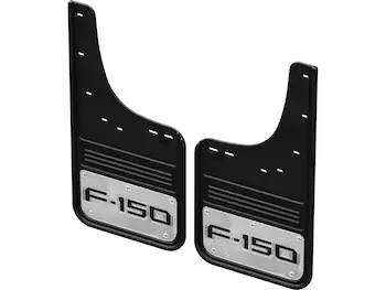 F-150 Lightning 2022-2025 Gatorback Rear Pair Chrome Plate Splash Guards with Black F-150 Logo