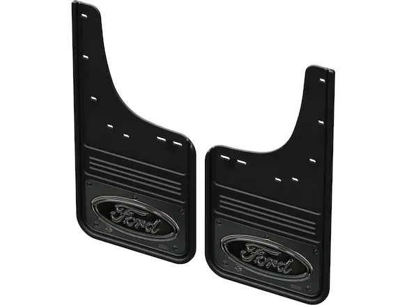 F-150 Lightning 2022-2025 Gatorback Rear Pair Splash Guards with Black Ford Oval on Gunmetal Main Image