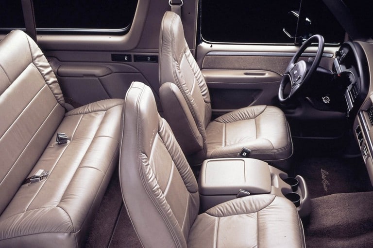 1993 Ford Bronco interior shown in medium mocha leather