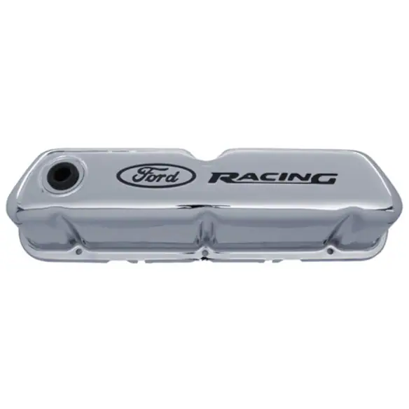 FORD RACING LOGO STAMPED STEEL VALVE COVERS CHROME Main Image