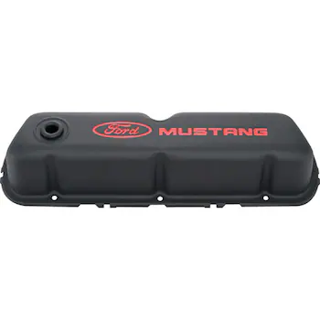 FORD MUSTANG LOGO BLACK CRINKLE VALVE COVERS