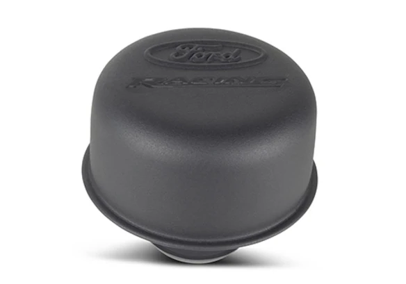 FORD RACING LOGO AIR BREATHER CAP: PUSH-ON; BLACK CRINKLE FINISH Main Image