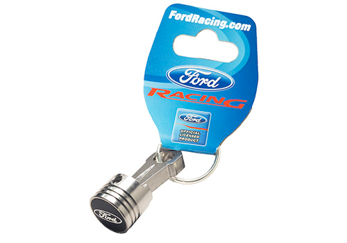 PISTON AND ROD KEYCHAIN FEATURING FORD OVAL