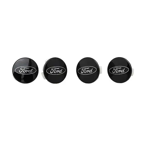 FORD CAR BLACK AND CHROME WHEEL CENTER CAP KIT