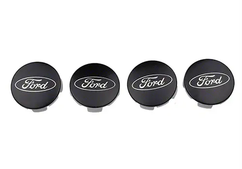 FORD CAR BLACK AND CHROME WHEEL CENTER CAP KIT-SATIN