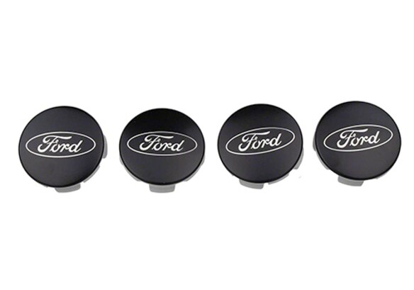 FORD CAR BLACK AND CHROME WHEEL CENTER CAP KIT-SATIN Main Image