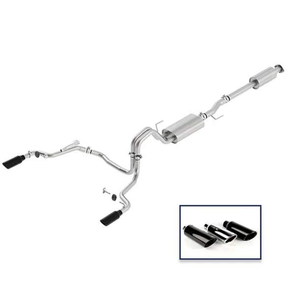 2015-2020 F-150 2.7L, 3.5L & 5.0L CAT-BACK TOURING EXHAUST SYSTEM - REAR EXIT, BLACK CHROME TIPS Main Image