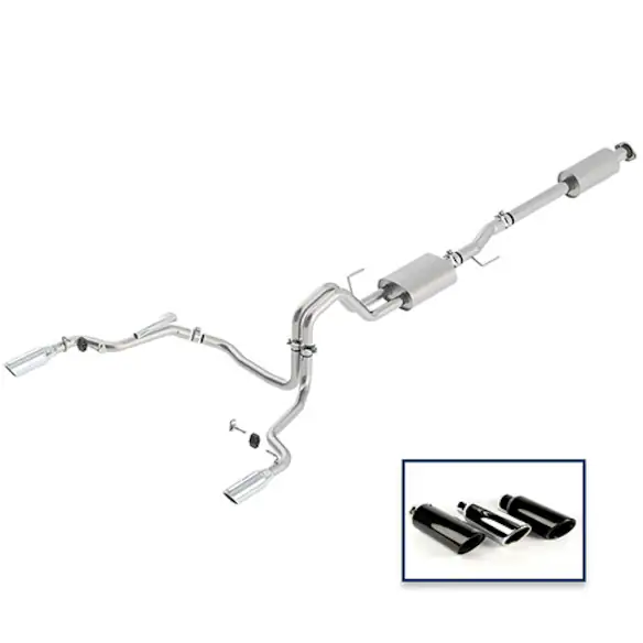 F-150 2015-2020 2.7L, 3.5L & 5.0L Rear Exit Cat-Back Touring Exhaust System with Chrome Tips Main Image