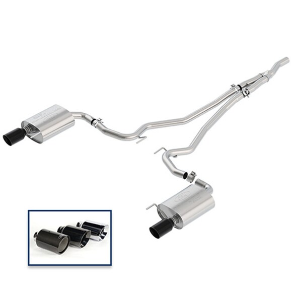 2015 - 2023 MUSTANG 2.3L ECOBOOST CAT-BACK TOURING EXHAUST SYSTEM WITH BLACK CHROME TIPS Main Image