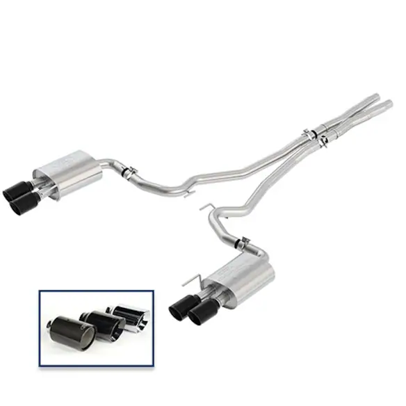 Mustang GT 2018-2023 5.0L Cat-Back Touring Exhaust System with Black Chrome Tips Main Image