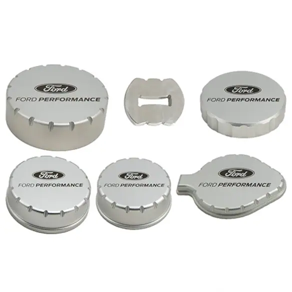 Mustang Billet Engine Cap Set with Laser Engraved Ford Performance Logo Main Image